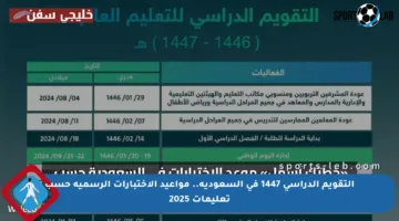 التقويم الدراسي 1447 في السعودية.. مواعيد الاختبارات الرسمية حسب تعليمات 2025